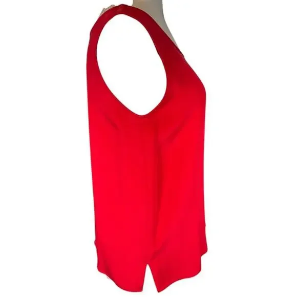 Vintage Nora Noh Red Sleeveless 100% Silk Tank Top Size Small Classic Work Wear - Picture 4 of 9
